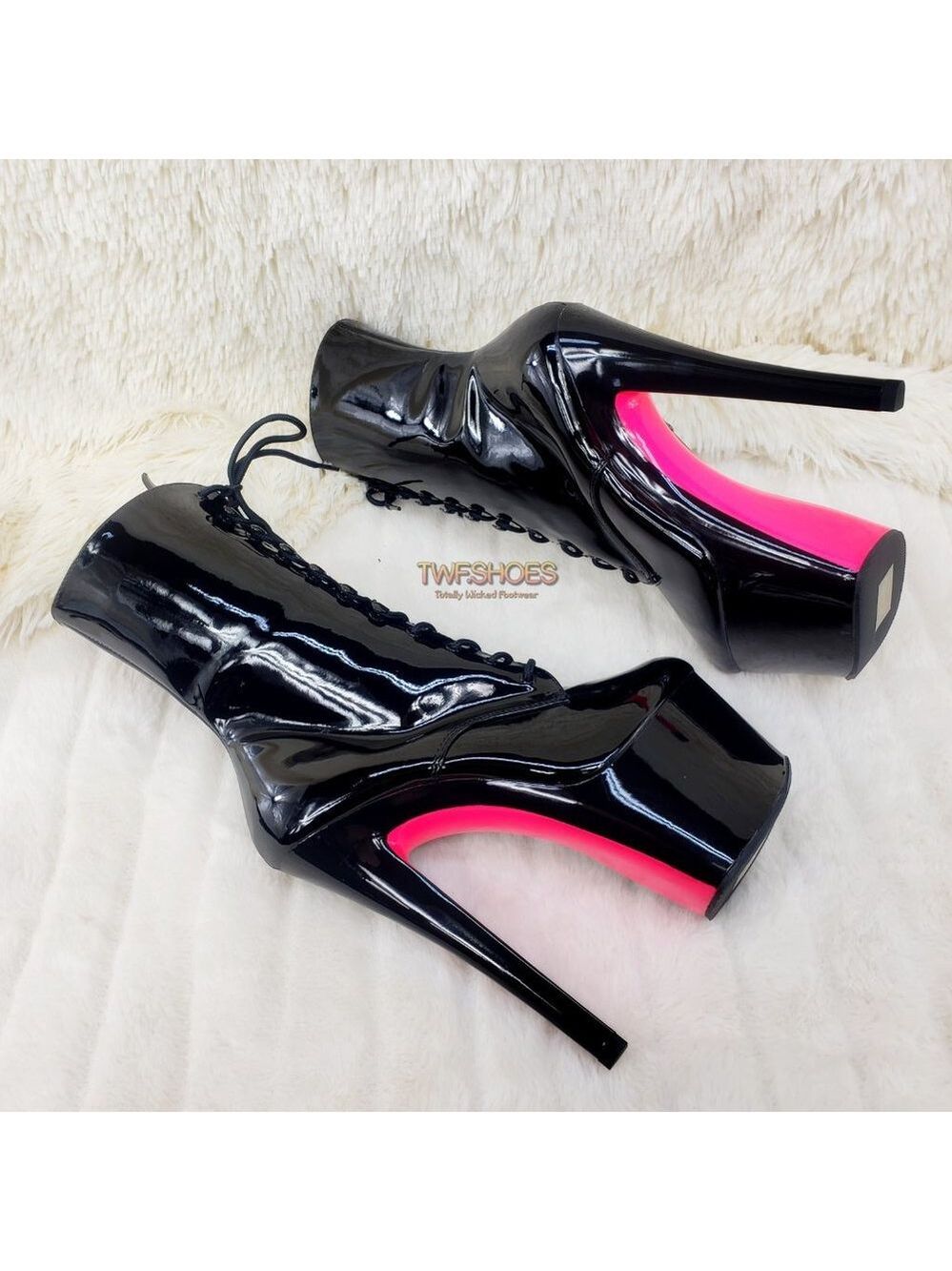 Sky 1020TT Black Patent High Heel Ankle Boots - Picture 3 of 14